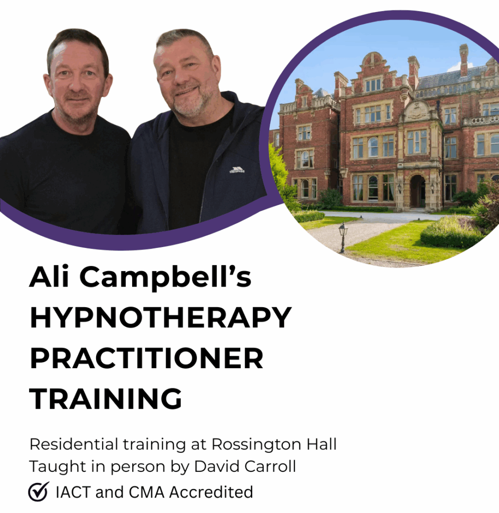 David and Ali and Rossington Hall venue for Hypnotherapy Training
